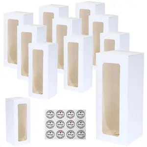 White Cookie Bakery Boxes,Large Boxes with PVC Window Natural Disposable box 8.7'x3.15'x3.15'