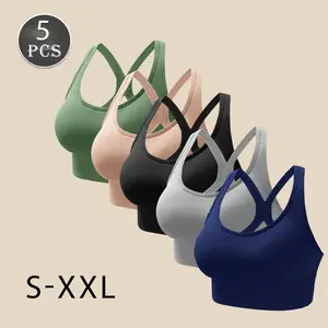 5-Piece Women's Seamless Adjustable Sports Bras - Comfortable, Breathable, Shockproof & Fashionable For Yoga Women's Criss Cross Wireless Bra