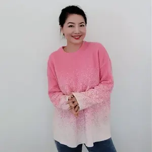 100% Pink and White Wool Sweater