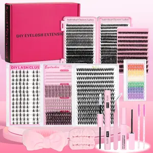 6 Styles Lash Clusters Kit 1748Pcs Eyelash Clusters Lash Kit Volume Lashes Clusters C/D Curl DIY Individual False Eyelashes Eyelash Extension with Bond &Seal &Remove &Eyelash Tweezers &Brush &Hair Band , Eyelash Extensions Set, Beginner Friendly