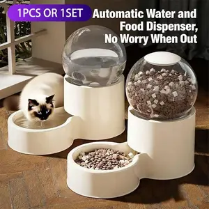 New Automatic Cat Feeder & Water Dispenser Large-Capacity Cat Bowl, Pet Food Storage Container Pet Watering Wonder Automatic Gravity Feeder