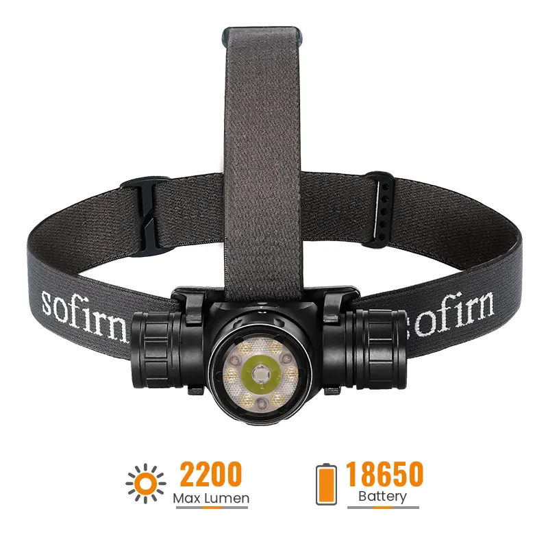 Sofirn HS21 2-in-1 Adjustable USB Rechargeable Dual Beam Headlamp - 2200 Lumens LED, Red Light, Spotlight-Floodlight, Flexible Head, IP66 Waterproof, Hands-Free for Adults' Outdoor Activities, Emergencies, Hardhat Use, Adjustable Beam Torches