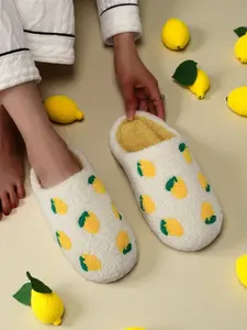 Unisex Fruit Lemon Plush Slippers, Soft Sole, Breathable, Non-Slip Home Shoes, Ultimate Comfort and Style Gift Idea