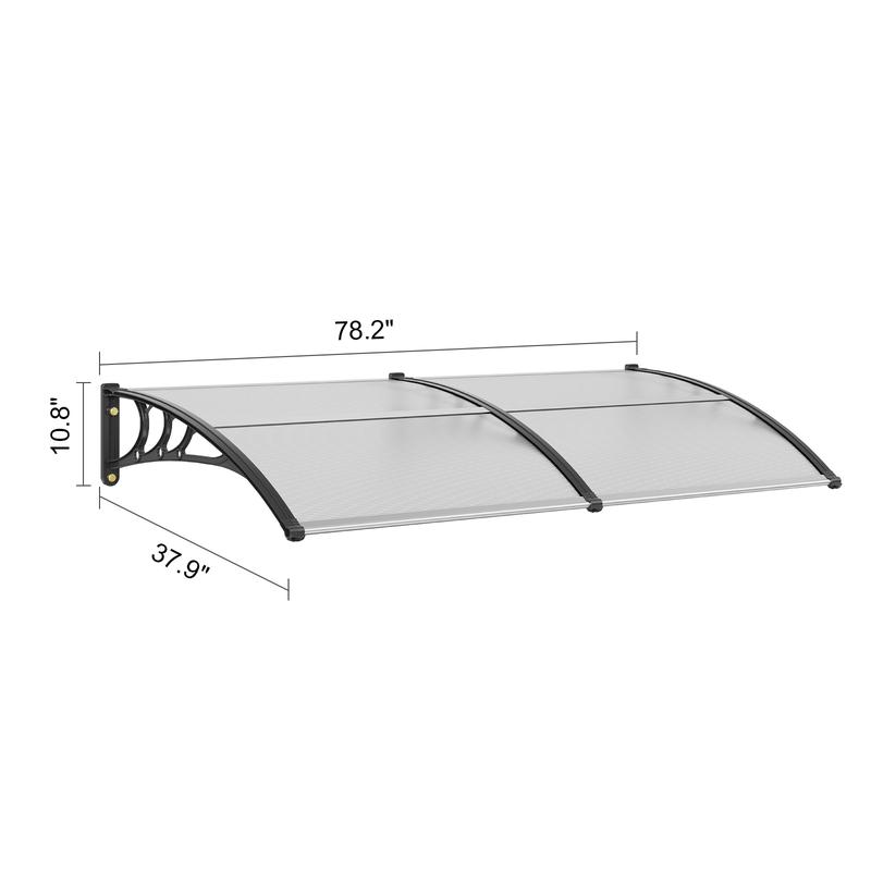 VEVOR Window Door Awning Canopy 40" x 80", UPF 50+ Polycarbonate Entry Door Outdoor Window Awning Exterior, Front Door Overhang Awning for Sun Shutter, UV, Rain, Snow Protection, Hollow Sheet