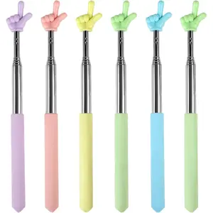 6 count Pointer Finger Stick, Extendable Colorful Finger Pointer Stick, Mini Retractable Teacher Pointer for Presentation, Whiteboard, Blackboard, Classroom Supplies(5 Color)