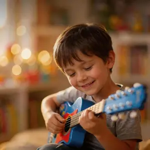 Kids Musical Guitar Toy with Built-in Songs, KTV Vocal Effects, Dreamy Lights & Baby Piano Function (Educational Musical Toy for Toddlers)