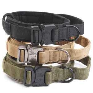Tactical Military K9 Dog Training Collar with Metal Buckle for L Dog Heavy Duty
