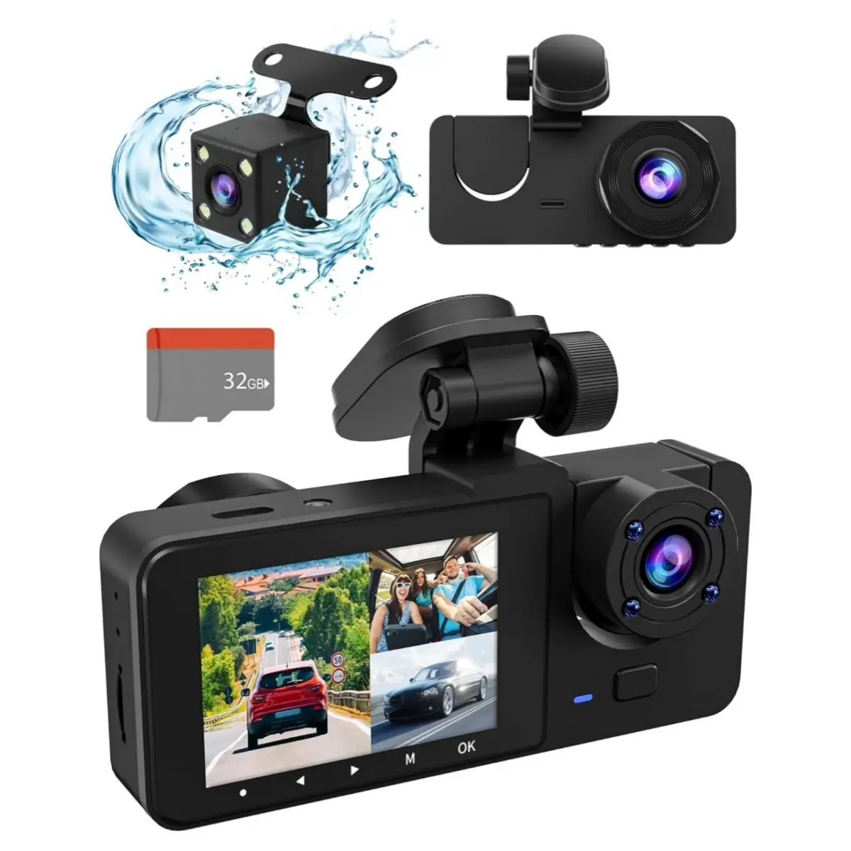 Dash Camera for Cars,4K Full UHD Car Camera Front Rear with Free 32GB SD Card,Dashcams for Cars with Night Vision,24 Hours Parking Mode,WDR,G-Sensor,M