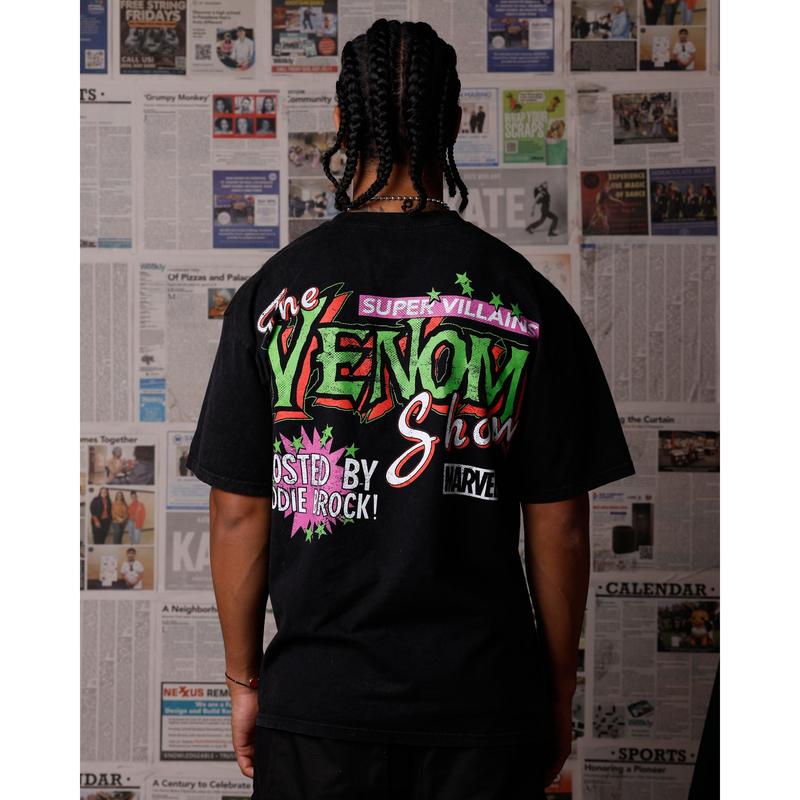 73Studio Marvel Venom Eddie Brock T-Shirt Black Acidwash