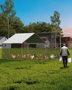 Large Chicken Coop,Metal Chicken Run for 10/20 Chickens,Walk-in Chicken Pen,Outdoor Poultry Cage with Anti-UV Cover and Waterproof,Duck Rabbit House for Backyard, Farm, Yard 13.12 x 9.84 x 6.56 Ft