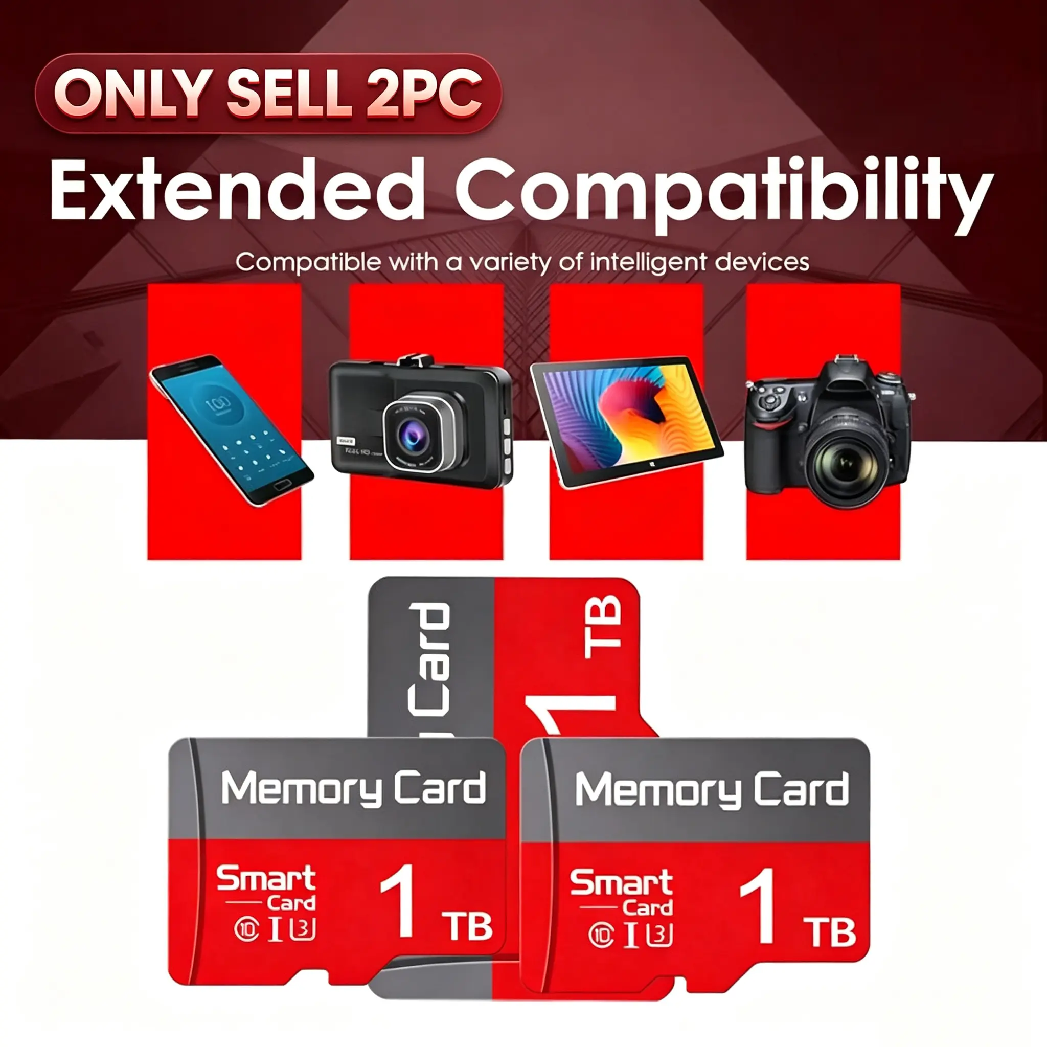 2X 1TB micro sd card, Comes with SD Card Adapter, Wide Compatibility, Class 10, sd card, Fast Data Transfer, sd memory card for Tablet, Laptop, Digital Camera