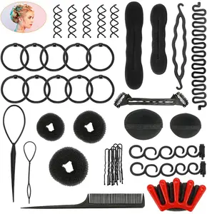 40 Pcs Hair Styling Kit Set Number-one DIY Hair Accessories Fashion Hair Styling Tools Hair Modelling Tool Kit Hairdress Kit Magic Simple Fast Spiral Hair Braiding Tool for Hairstylist Girls Women Haircare Heatless Clipper French Lightweight Gift
