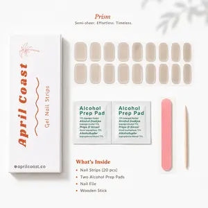 Prism Semi-Cured Gel Nail Strips | Sheer Champagne Gold UV Gel Nails | Salon-Quality DIY Manicure (20 pcs)