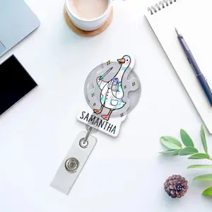 Personalized Goose Dermatologist Badge Reel, Dermatology Retractable Badge Clip, Nurse ID Badge Holder, Goose Medical Gift, Skin Specialist