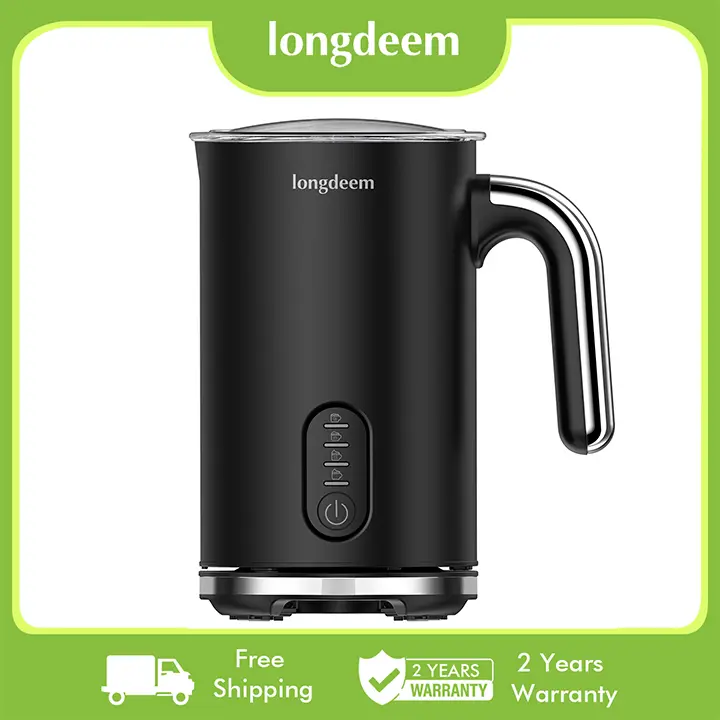 4-in-1 Electric Milk Frother & Steamer - Quick Heat for Rich Foam, Stainless Steel, Large 10 oz/5 oz, Reheat with Auto Shut-Off for Coffee, Latte, Cappuccino