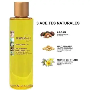 Terramar Oil Hair Serum 3 in 1 with Argan Macadamia & Monoi Oil 4.06 fl oz for Natural Hair Care