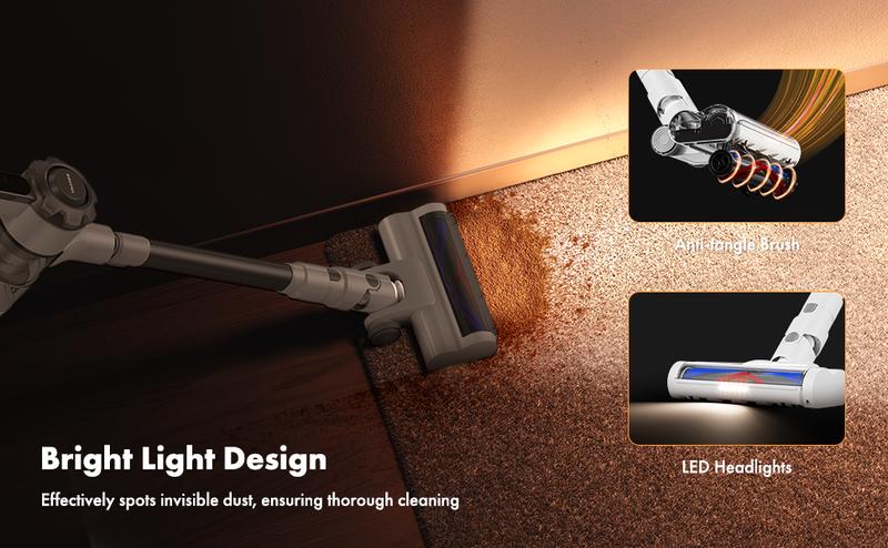 【Homeika 2025 newly upgraded】Trucozie T350 cordless vacuum features an 8-in-1 lightweight design with up to 45 minutes of runtime and 33Kpa of powerful suction. This rechargeable cordless vacuum is ideal for carpets, tiles, pet hair, and hardwood floors.