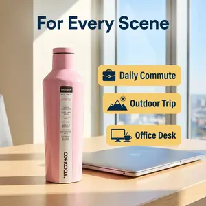 Pink Narrow Mouth Stainless Steel Tumbler, Leak-Proof Insulated Travel Water Bottle, Kitchenware Drinkware Flask, Flasks