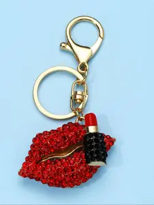 Creative Lipstick Design Keychain, Fashionable Lipstick Charm Keychain for Women & Girls, Trendy All-match Keychain for Birthday Gift, Bling Bling Keychains