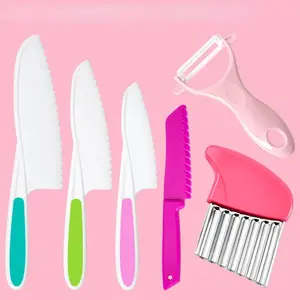 Kids Cooking Cutter Set Kids Knife Toddler Wooden Cutter Plastic Fruit Knives Children DIY Peeler Tools Kitchen Accessories
