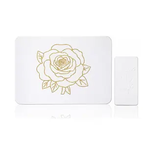 Stone Dish Drying Mat for Kitchen Counter, Glittery Resin Rose Pattern Quick Drying Mat, Water Absorbing Diatomaceous Pad for Plate Bottle Utensil Rack,Space Saving