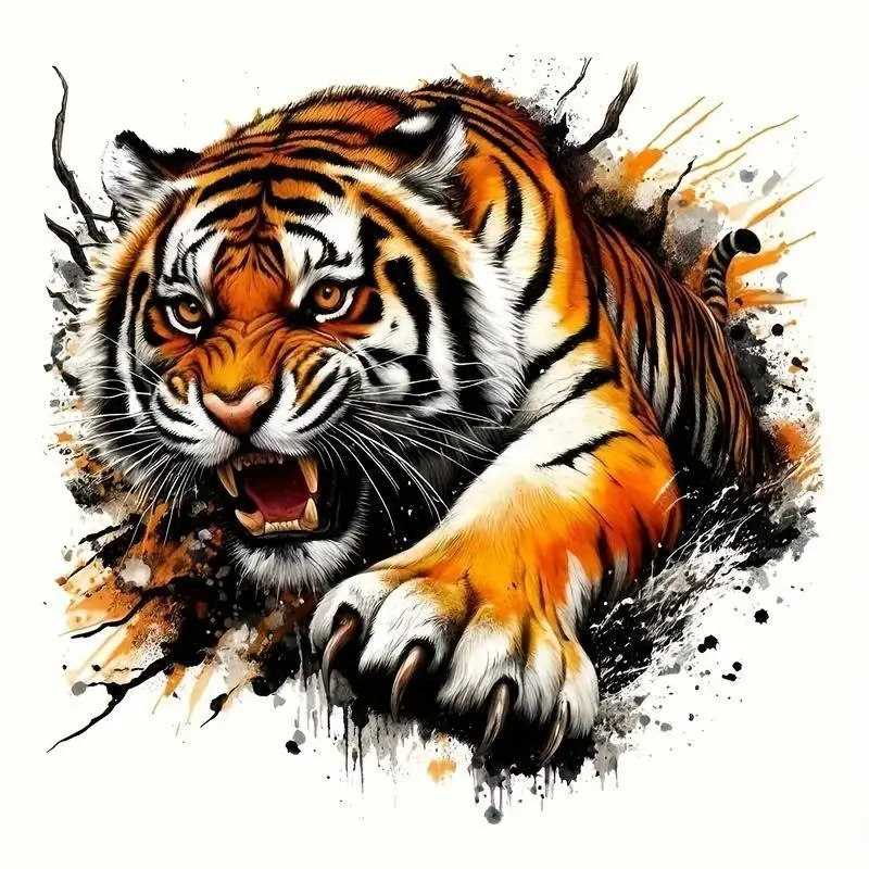 Cool Tiger Graphic Decal - High-Resolution, Fade-Resistant, Rainproof Vinyl Car Sticker, Glue-Free Self-Adhesive Decals for Cars, 3Year Outdoor Hold Automotive Exterior Accessory, Laptop Decor