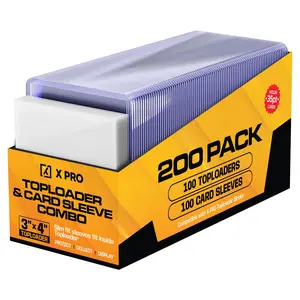 X PRO 3" x 4" Toploader and Soft Sleeve Combo, 100 Ct. Toploader, 100 Ct. Soft Sleeve | 3" x 4" Baseball Card Protectors | Trading Card Holder