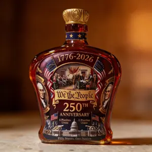 U.S. 250th Anniversary Commemorative Whiskey decanter, 250 Anniversary Whiskey Bottle, Liquor Decanter,250th Anniversarys Personal Reserve, Father's Day Patriotic Gift for Whiskey, Bourbon, Scotch & Liquor, Classic