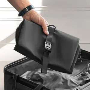 1pc travel cosmetic storage bag, magnetic lock makeup bag, wet and dry separation design, unisex foldable toiletry bag for personal hygiene