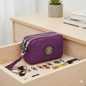 Waterproof Nylon Wristlet Bag, Multi-Functional Clutch Coin Wallet, Credit Card Holder Key Phone Organizer, Zip Closure Portable Purse, Durable Easy-Clean Accessory for Commuting Dating Shopping Lightweight Carry, Daily Use Purse
