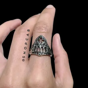 Cathedral Arch Ring - Silver (Adjustable Size, Gothic Jewelry)