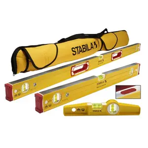 Stabila 2895431 Aluminum Magnetic Type 196-2 M Magnetic Level Set 3 Vial Beam Box, Yellow - 3 Piece