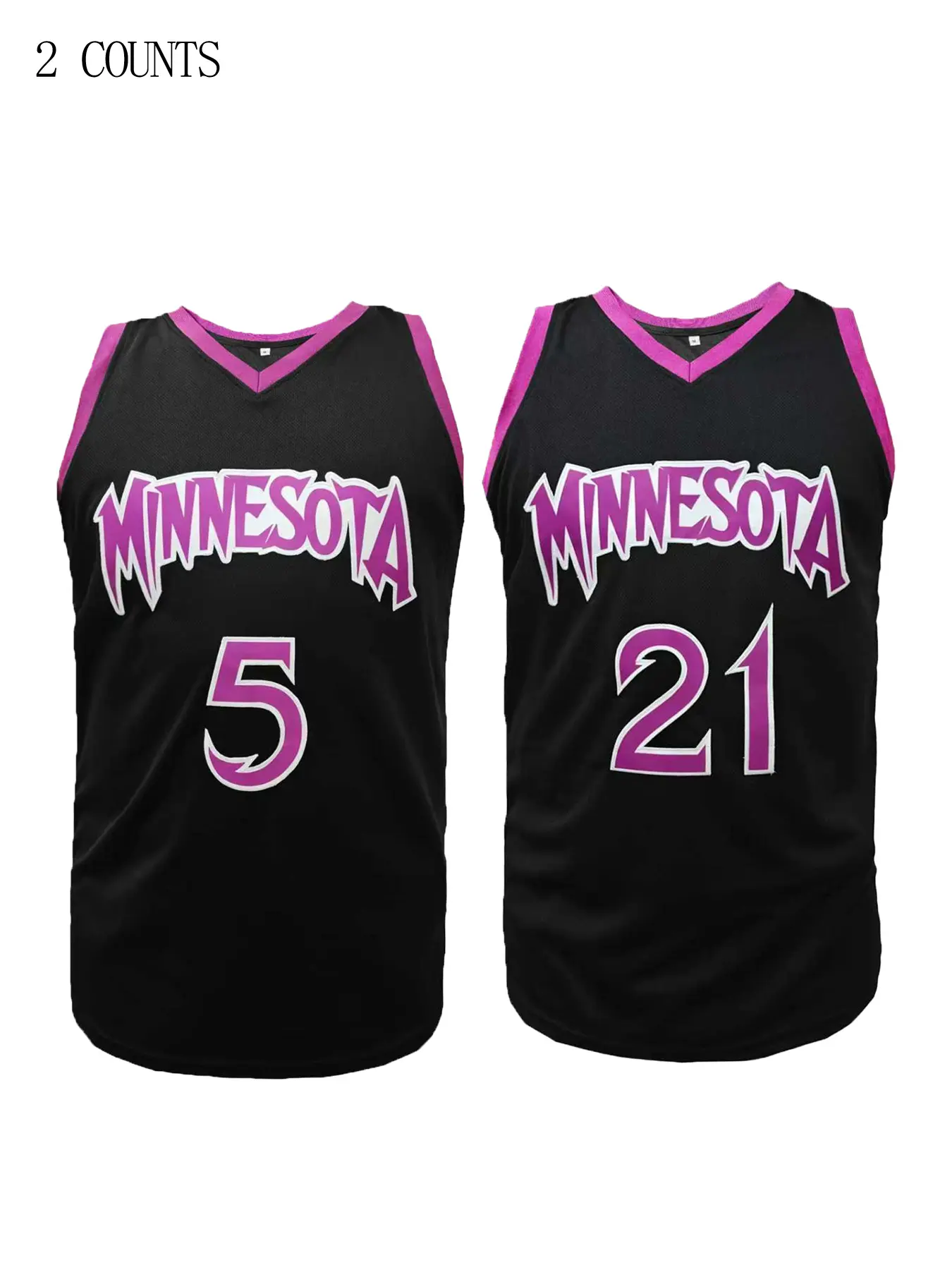Men's #21 Retro Embroidered Basketball Jersey, Minnesota Embroidery Loose V-Neck Sleeveless Sports Top, Sports Clothing, Perfect for Basketball Training, Matches, Sports, Running, Fitness, Street Fashion