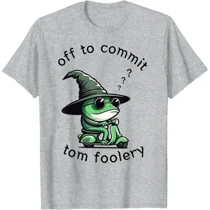 Men's Casual Graphic T-Shirt - "Off To Commit Tom Foolery", Short Sleeve Relaxed Fit 100% Cotton Streetwear Top