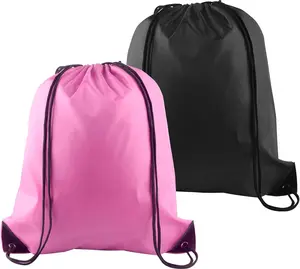 Pcs Drawstring Bags Bulk, Drawstring Backpack Pink Black String Backpack Cinch Sack Sport Gym Backpack Bags for Yoga Traveling Outdoor Sports