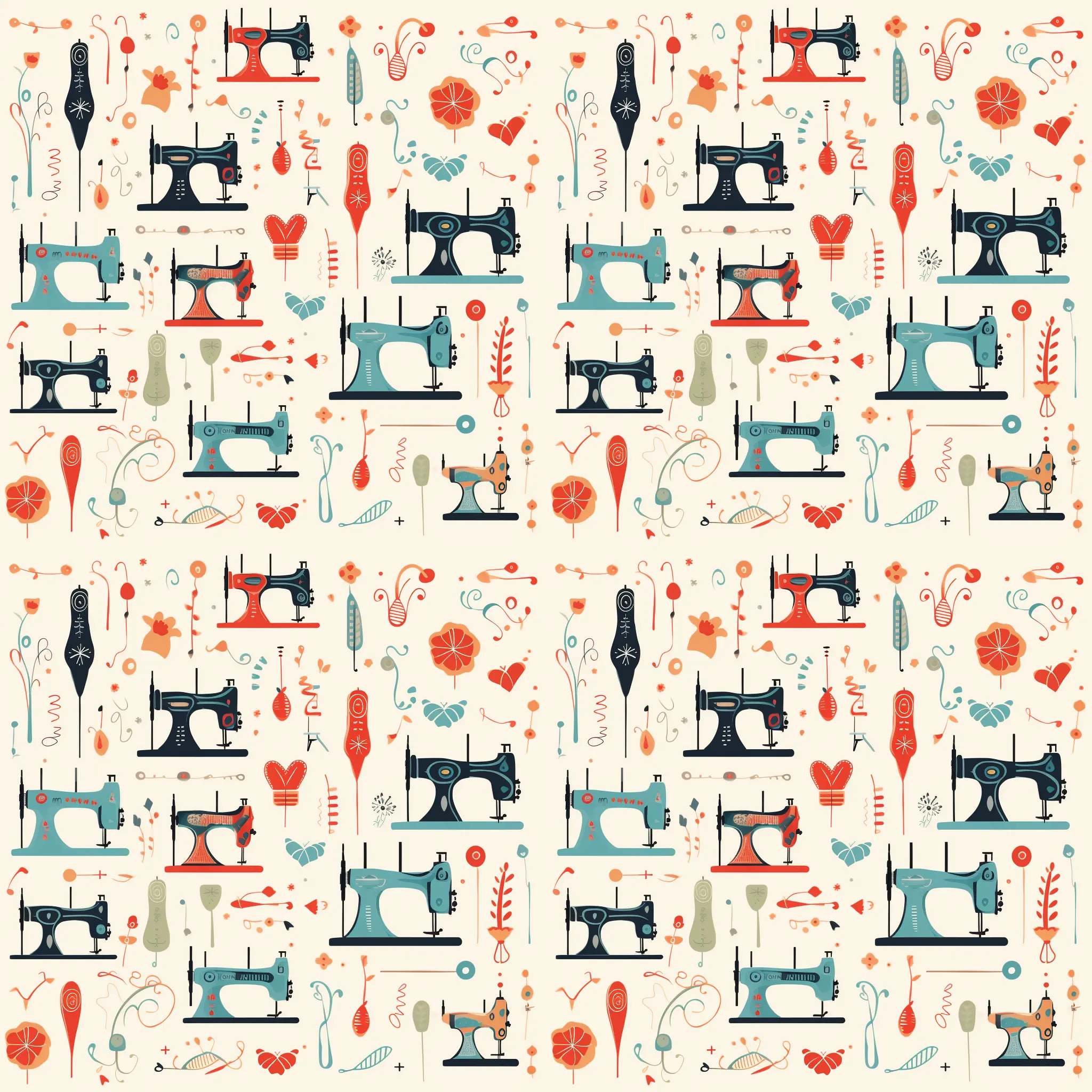 Vintage Sewing Machines Pattern 4 Quilting Cotton Fabric Vintage Sewing Machines Pattern 4 Quilting Cotton Fabric