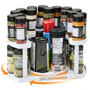 360° Rotating Spice Rack, Expandable 2-Tier Spice Organizer, Adjustable Shelf for Cabinet Pantry, Space Saver for Spices Pills Supplements#SummerVibes