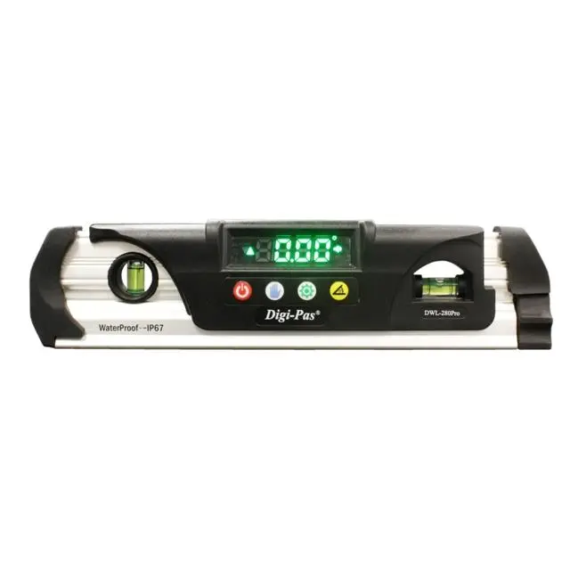 212 MAIN Digi-Pas 2-00285-99 Heavy Duty Waterproof IP67 Torpedo Digital Level Protractor, 0.05° Accuracy Hardware Measuring Tool with LED Display, Magnetic Surfaces Compatibility, -4 to 140°F Wide Operating Temperature Range