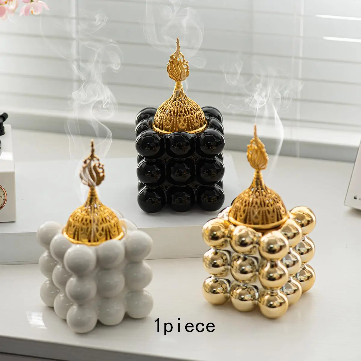 Square Ceramic Incense Burner, Modern Desktop Incense Burner, Room Scents, Home Fragrance Holder for Home Office Desktop Decoration, Household Items