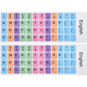 2 Pcs English Keyboard Replacement Letter Stickers, Universal Computer Colorful Rainbow Lettering, Non-Transparent (English-Rainbow) Hard Plastic Wireless Keypad