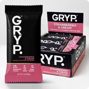 GRYP. Strawberries & Cream | Protein Bars 12x 64g