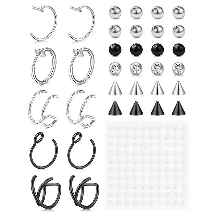 Fake Piercings Fake Lip Piercing Fake Lip Ring Fake Nose Ring Hoop Fake Snake Bites Fake Eyebrow Piercing Clip Lip Ring Fake Eyebrow Ring Fake Face Piercings Fake Peircings