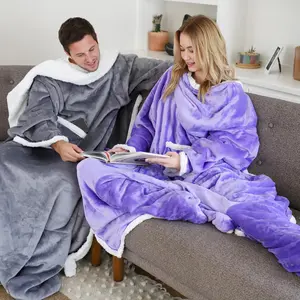 Catalonia Wearable TV Blanket with Sleeves Arms & Feet pockets for Adult Micro Plush Fleece Large Wrap Throw Robe 75 x 5
