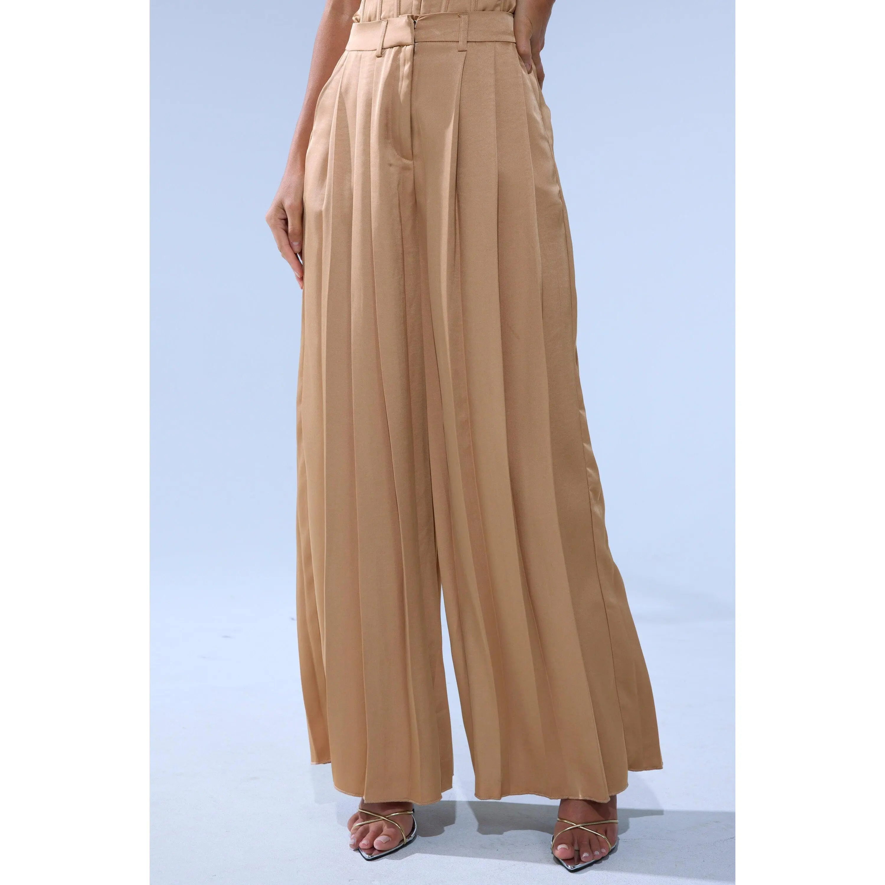 HANSEL MOCHA SATIN PALAZZO PANT
