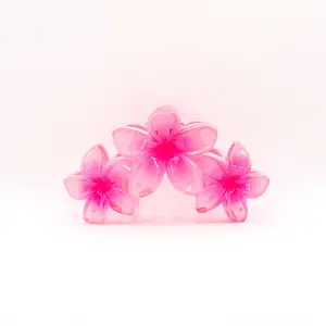 raspberry triple plumeria hair clip
