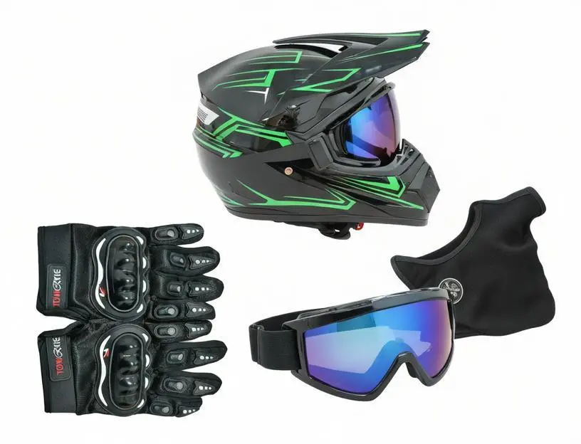 Windproof Breathable Full Face Helmet, DOT Approved Matte Black Tactical Motorcycle Helmet with Goggles & Gloves, Off-Road Crash Safety Helmet for Adult Men, ATV, Motocross, Dirt Bike, E-Bike & Off-Road Riding