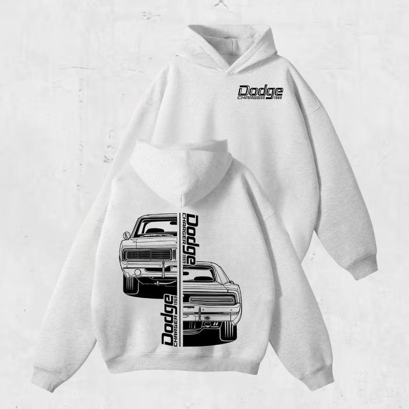 Dodge Charger 1969 Hoodie – Classic Muscle Car Sweatshirt, Retro Front & Rear Print Pullover for Mopar Fans and Vintage Car Lovers