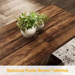 Tribesigns Farmhouse Dining Table for 4-6 People, 55-Inch Rectangle Kitchen Table, Wood Dining Room Table, for Dining Room, Kitchen, Living Room