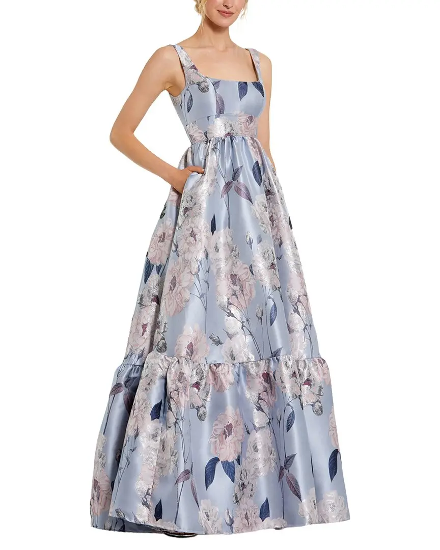 Mac Duggal Brocade Scoop Neck Sleeveless Floral Gown