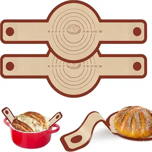 Silicone Bread Sling for Dutch Oven, 2-Pack Non-Stick Reusable Baking Mat with Heat-Resistant Handles, Easy Sourdough Transfer, Ideal for Home Baking, Oven Use, Kitchen Beginners